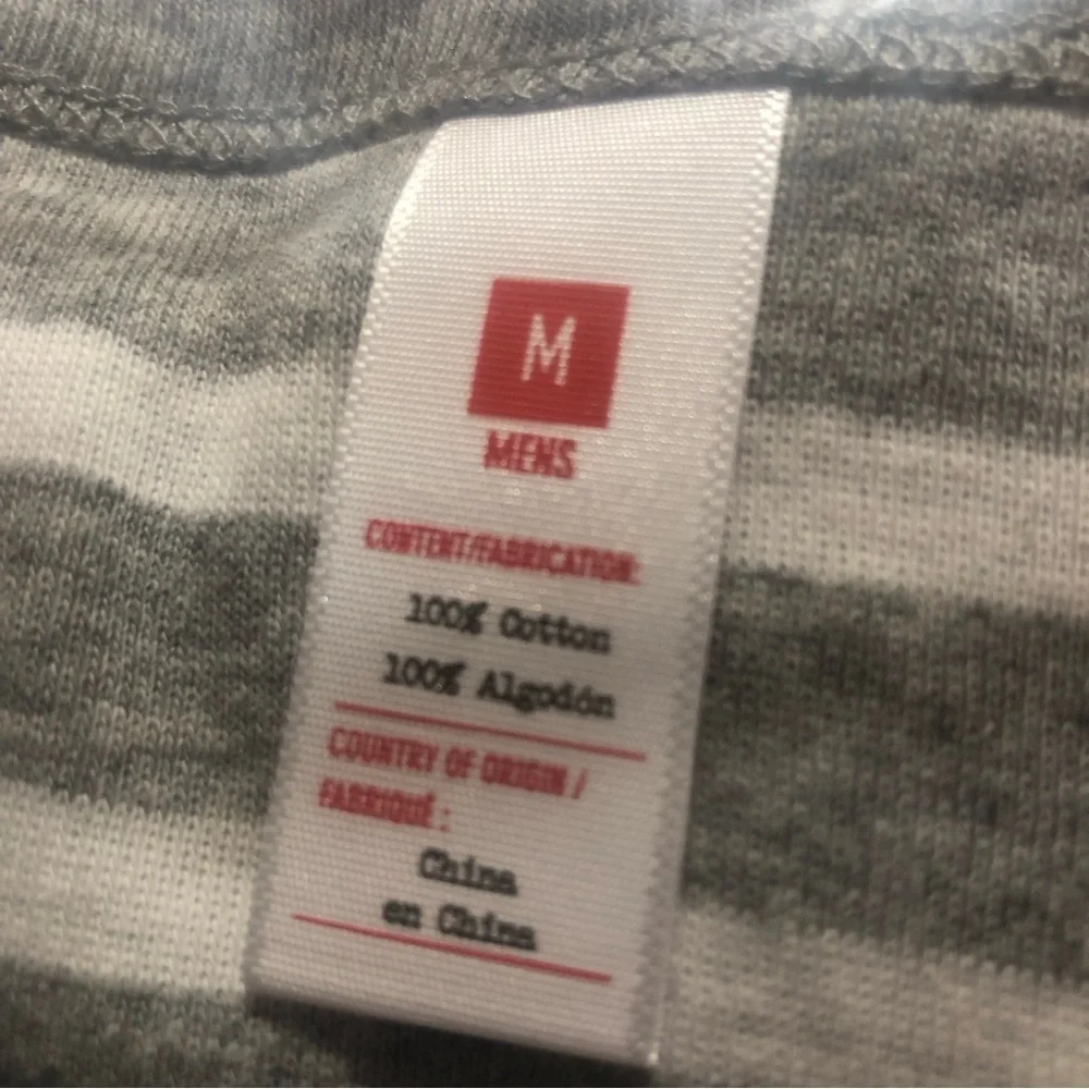 MENS 100% Cotton Pajama Set Gray and White Striped Size M New in open packaging - Picture 6 of 13